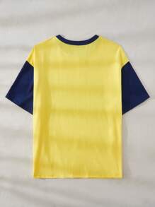 SHEIN EZwear Plus Size Women's Number Print Short Sleeve T-Shirt, Suitable For Spring/Summer Sports Events - Yellow - View 2