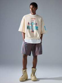 NEON BLANC Men's Street Fashion Woven Letter Printed Loose Shorts