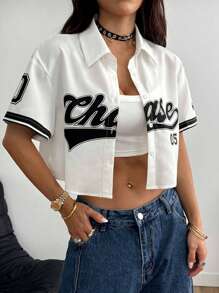 Coolane Women's Streetwear Athleisure Graphics Cropped Shirts - White - View 6