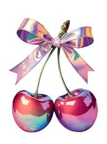 SHEIN LUNE Áo thun tay ngắn in họa tiết quả anh đào cỡ lớn mùa hè - trắng - Xem 3