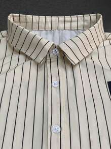 SHEIN Manfinity Dauomo Men's Casual Commuting Striped Letter Print Shirt