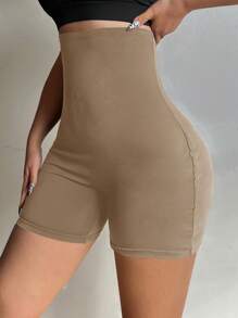 SHEIN PETITE CURVE Plus Size Women Outfits Pants Casual Black High Elasticity Tummy Control Short Leggings Butt Lifter Beautify Body Curve Slim Fit Leggings
