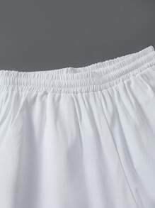 Manfinity Homme 2pcs Men's Uniform Outfit - Long Sleeve Pocket Solid Shirt & Elastic Waist Pants, Suitable For Medical/Healthcare - White - View 4