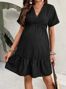 SHEIN 孕妇 V 领宽松连衣裙，简约时尚的设计适合夏季