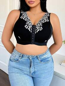 Áo ngực ren không dây cỡ lớn trưởng thành thanh lịch - Đen và trắng - Xem 6