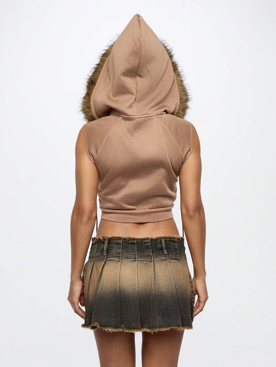SUMWON WOMEN ジップアップファートリムクロップドタンクトップ
