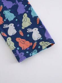 Cozy Pixies Baby Boy Cartoon Rabbit Print Knitted Soft Long Sleeve Shirt And Elastic Waist Pants 2 Pieces Set - Grey - View 5