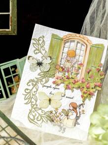 SHEIN 1 Pack Hollow Window Collage Card Sticker Pack Journal Stickers Journaling Supplies Cute Stickers Craft Supplies