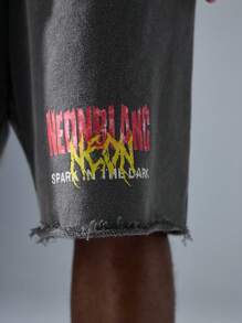 NEON BLANC 男士街头时尚黑色针织短裤 - 黑色 - 查看 5