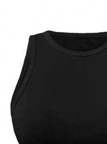 INAWLY Women's Summer Casual Solid Color Tight Camisole - Black - View 5