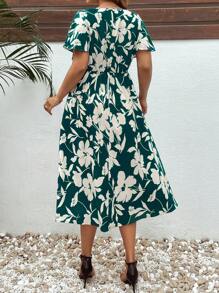 SHEIN Clasi Plus Size Women's Resort Floral Print Ruffle Hem Dress, Suitable For Vacation And Everyday Wear,Summer Outfits For Women,Vacation Outfits Women,Sun Dress,Sun Dress,Rave Outfits Festival/Concert Outfit Women/ Rave Outfits/Country Concert Outfit/Nashville Outfits/Outfits/Ibiza Outfits - Multicolor - View 2