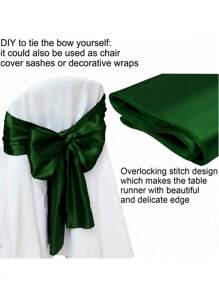 SHEIN 1Pc 274Cm*30Cm Long Satin Polyester Table Runner, Suitable For Weddings, Parties, Graduations, Birthday Celebrations, Rectangular And Round Tables, Saudi National Day, New Year Party Decorations, Seven Colors Available - Multicolor - View 4