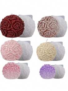 Molde de silicona esférico para vela de mesa con diseño de bola de cristal multiespécimen, esfera de resina y rosa circular - Blanco - Ver 5