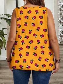 EMERY ROSE 加大码宽松热带碎花褶饰宽肩带背心，适合春夏季 - 彩色 - 查看 2