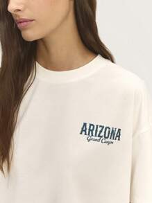 SHEIN Unity Holgada con estampado, cuello redondo, manga corta, suelta para primavera y verano - Beis - Ver 4