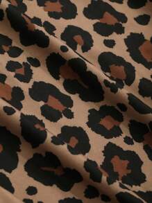 DAZY Camiseta casual de mujer con cuello redondo y estampado de guepardo y leopardo - Marrón - Ver 7