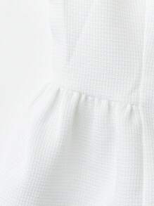 Franclia Áo cánh không tay cổ vuông viền bèo nhún màu trơn cho nữ - trắng - Xem 3