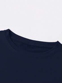 SHEIN LUNE Camiseta de cuello redondo de verano para mujer con estampado de crisantemo y letras en inglés, tallas grandes