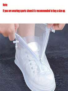 SHEIN 1 Cặp Bao Giày Đi Mưa PVC Màu Trắng Có Khóa Kéo (Vui Lòng Đặt Hàng Lớn Hơn Một Hoặc Hai Cỡ So Với Cỡ Giày Bình Thường Của Bạn) Bao Giày Đi Mưa Đế Dày Chống Trượt, Giày Đi Mưa Ngoài Trời Chống Thấm Nước Cho Cả Nam Và Nữ, Đồ Dùng Học Tập Trở Lại Trường Học, Quà Tặng, Hộp Đựng Giày, Có Sẵn 35-46 Cỡ - trắng - Xem 3
