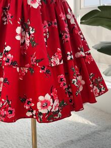 Sweetra 大码女式细肩带系腰分层花卉印花连衣裙