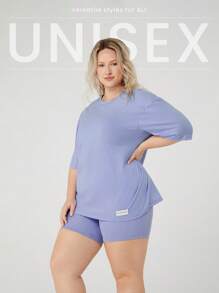 GLOWMODE Plus Size Pima Cotton Oversized Unisex Short Sleeve Round Neck Active Tee Daily Casual