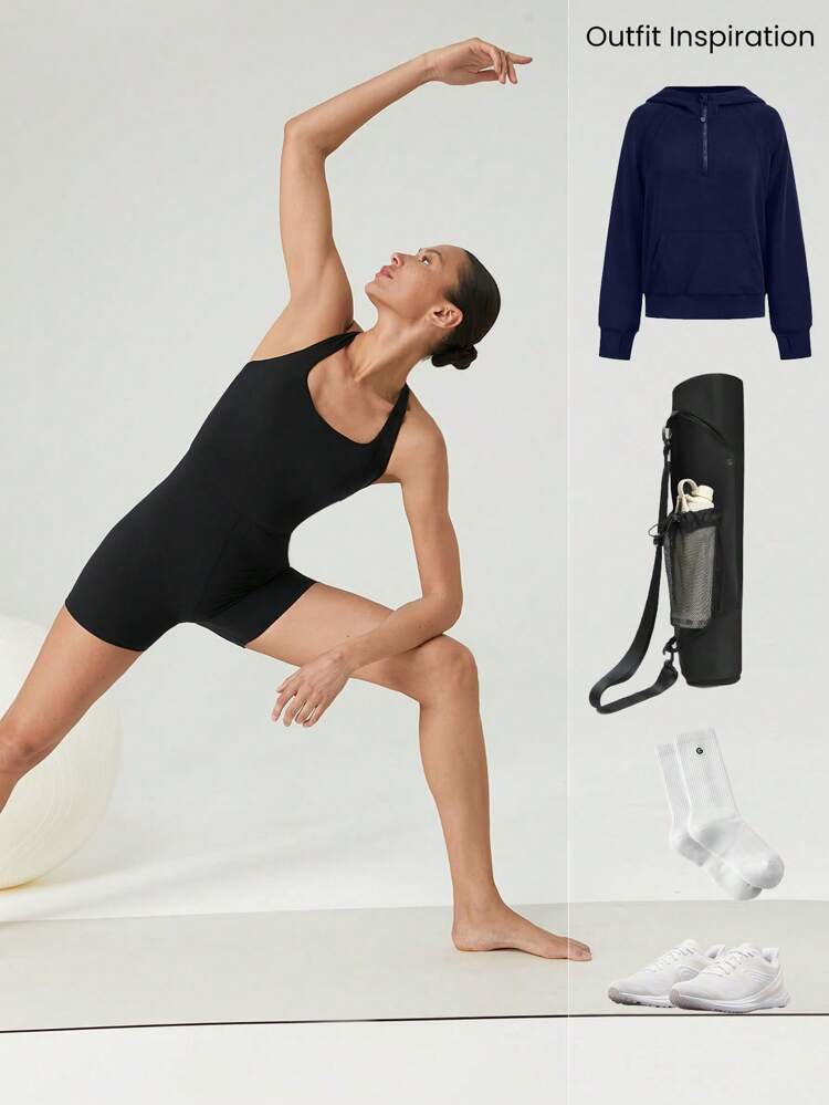 4,3-calowy kombinezon FeatherFit™ Tummy Control Crossover Back Body Kombinezon do jogi i pilatesu o niskim wpływie Codzienny strój codzienny Wyjmowane miseczki