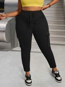 Slaydiva Jeans Skinny Fit Cintura Alta Elástica Plus Size - Preto - Visão 5