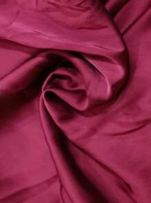 SHEIN Clasi Solid Ruched Overlap Collar Sleeveless Satin Blouse,Sleeveless Tops