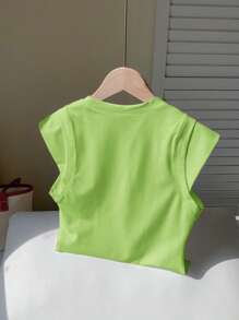 Comfortcana Women Casual & Versatile Solid Color 2 In 1 T-Shirt - Green - View 2
