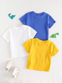 Cozy Pixies Set de 3 camisetas de manga corta cuello redondo suaves de punto con diseño de animales de dibujos animados para bebé niño