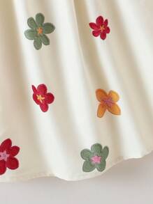 SHEIN Girls' Ditsy Floral Cute French Sweet Square Neck Puff Sleeve T-Shirt, Summer - Multicolor - View 5