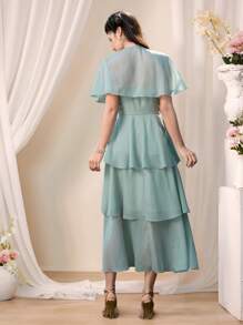 Modelyn Women's Elegant Solid Color Dress - Green - View 2