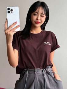 DAZY 女士标语印花短款短袖 T 恤 DO WHAT YOU WA 夏季