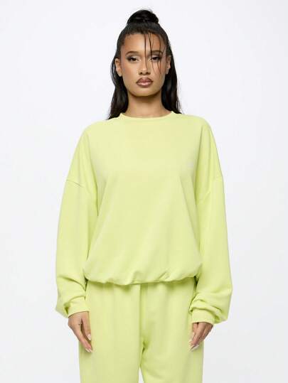SUMWON WOMEN Basic Essential Cozy Relaxed Fit Pullover Sweatshirt｜Sumwon