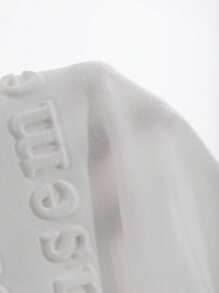 DAZY 女士夏季短袖休闲T恤，带印花字母和褶皱，短款上衣 - 白色 - 查看 6