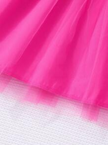 Glamorique Kids Young Girl Cap Sleeve Textured Mesh Round Neck Summer Princess Casual Dress With Belt Summer Holiday