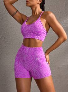 Powerista Set di reggiseno sportivo e pantaloncini di moda minimalista da donna, completo casual da indossare tutti i giorni per l'allenamento