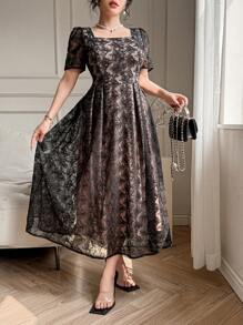 DAZY Vestido corto y mini para mujer, simple y de moda, adecuado para vestido de verano, vestidos formales para mujer - Negro - Ver 6