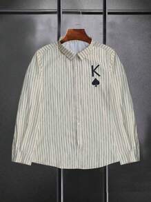SHEIN Manfinity Dauomo Men's Casual Commuting Striped Letter Print Shirt