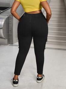 Slaydiva Jeans Skinny Fit Cintura Alta Elástica Plus Size - Preto - Visão 3