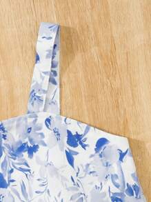 2 pezzi Completo per Ragazza Giovane: Top corto smanicato con stampa a foglia d'acero + Pantaloni a gamba larga in vita elastica con stampa a foglia d'acero, adatto per vacanze al mare (venduti separatamente in 3 set come coordinati famiglia Mamma e Figlia)