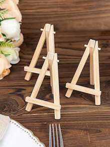 SHEIN Bộ 10 giá đựng thiệp bằng gỗ, giá đựng thiệp bằng gỗ đơn giản dùng trang trí tiệc cưới, ngày lễ tình nhân, trang trí đám cưới, trở lại trường, trang trí Halloween, trang trí Giáng sinh, trang trí mùa thu - Màu be - Xem 8