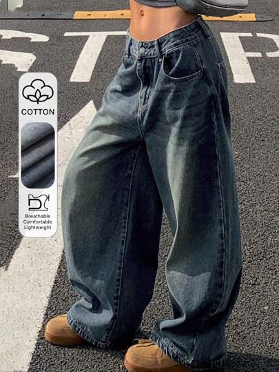 DAZY Women's Loose Korean Style Distressed Casual Jeans