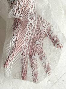 SHEIN LUNE Vestido de encaje con volantes en las mangas y dobladillo asimétrico para tallas grandes - Blanco - Ver 6