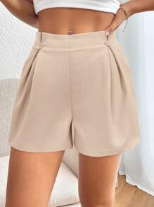 Firerie Damen elegante Leinen Lässig Plissee Shorts, Leinen Shorts, Sommer Shorts, Strand Shorts, Hoher Bund Shorts für Urlaub, Frühling für St. Patrick für Rave Festival, Partys, Musikfestival, Abschlusszeit, Strand, auf Reisen, St. Patrick, Old Money Stil, Hochzeit, Valentinstag, Konzert - Aprikosenfarben - Übersicht 6
