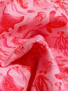 Swim Mod Random Shell Golden Decor Spaghetti Strap Wireless Top And Swim Briefs, Women Summer Beach Vacation 2Pcs Swimwear Set - Pink - View 5