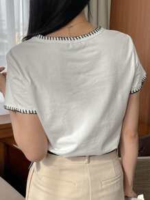 DAZY 女款圓領短袖t恤 - 白色 - 查看 5