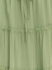 Nöista Women Solid Color Maxi Skirt Tie Ruffled Spring Summer - Green - View 5