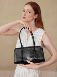 MOTF PREMIUM WOMEN'S FASHIONABLE MINIMALIST COMMUTER SHOULDER BAG - Black - View 7