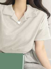 DAZY 下垂肩短袖寬鬆上衣 - 白色 - 查看 5